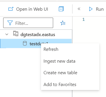 Database context menu