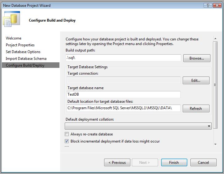 Configure Build and Deploy screen