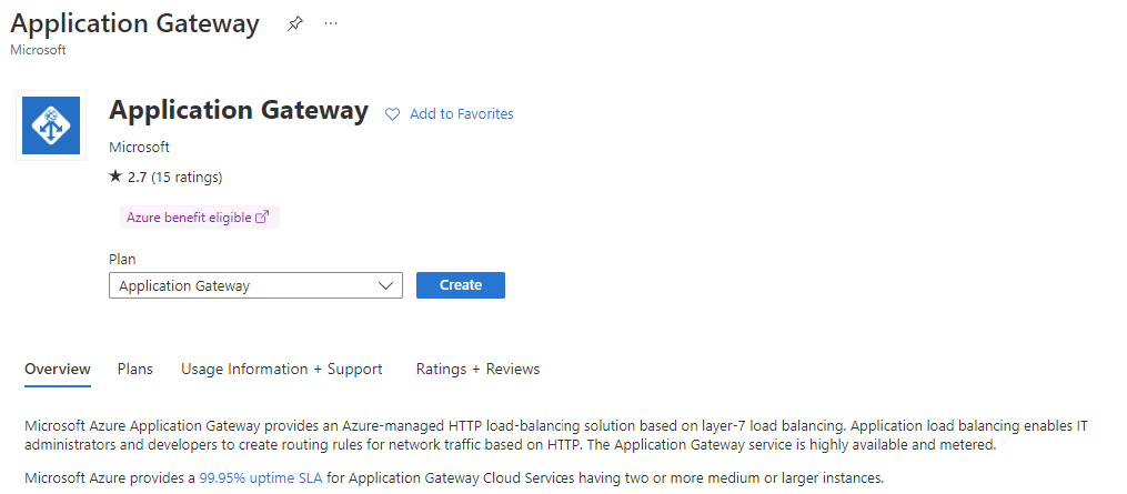Search for Application Gateway