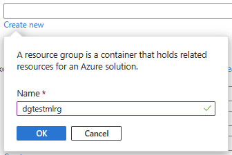Create New Resource Group Dialog