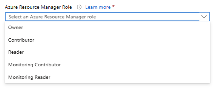 Azure Resource Manager Role Dropdown